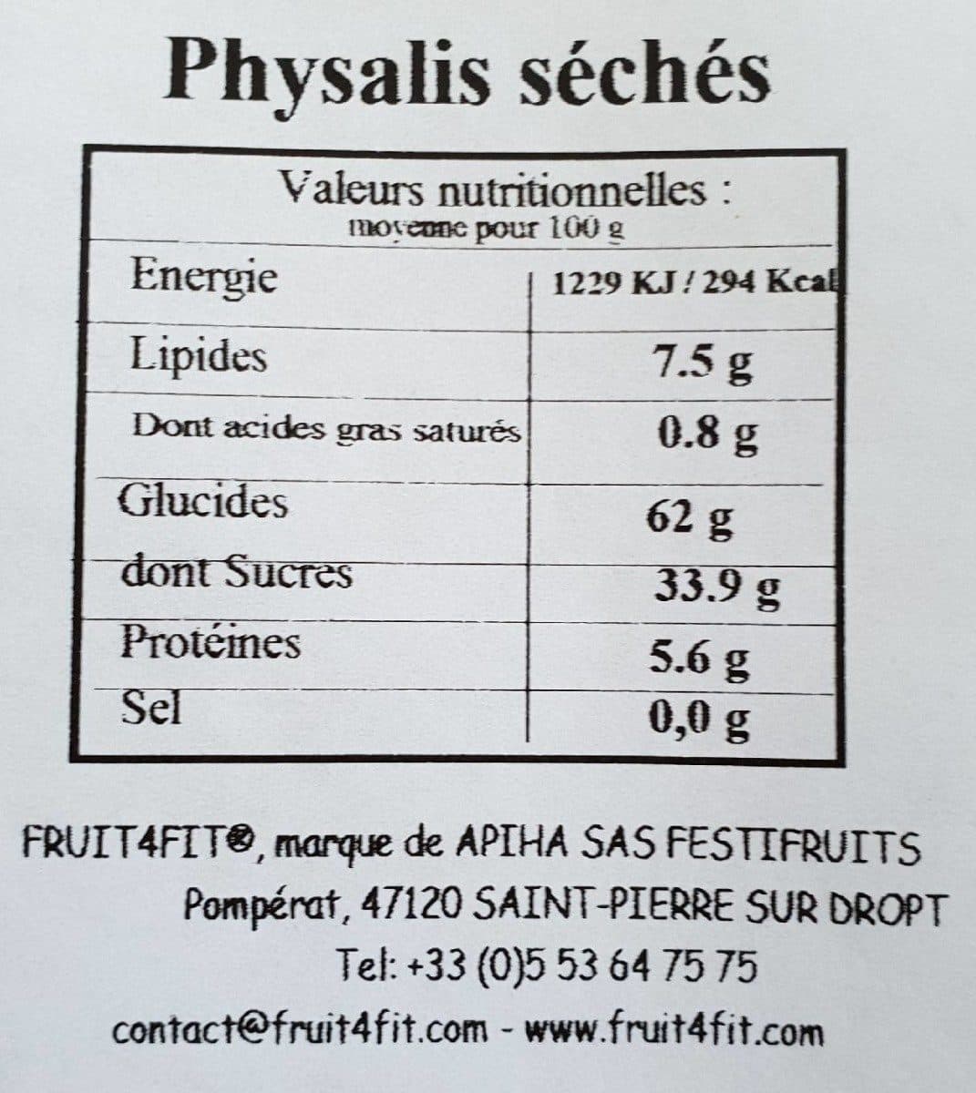 Open Food Facts Physalis seches packshot