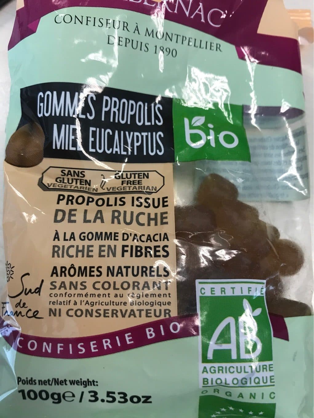 Auzier chabernac Gommes Propolis Miel Eucalyptus packshot