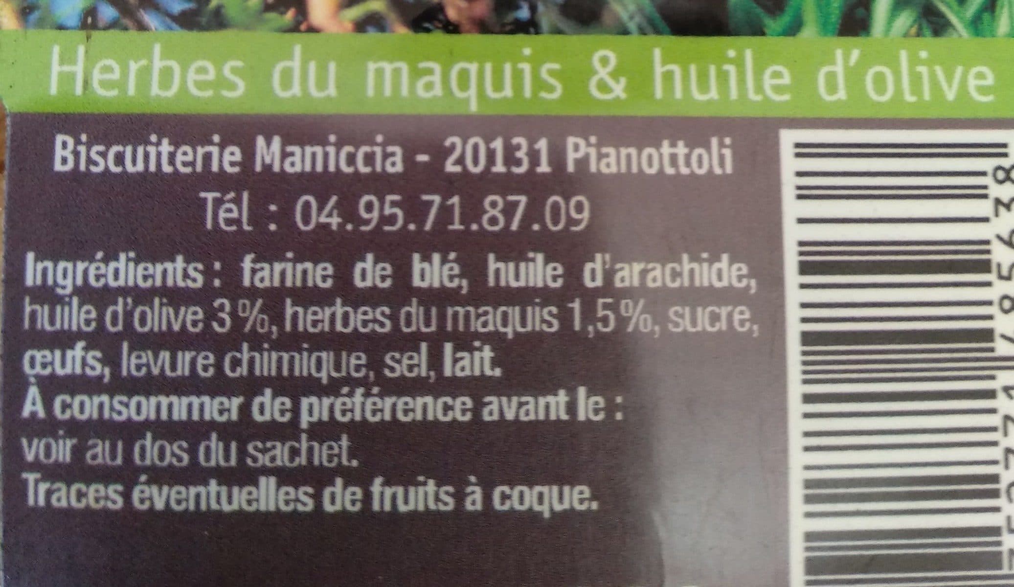 Open Food Facts canistrelli herbes du maquis et huile d'olive packshot