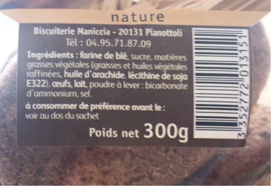 Biscuiterie Maniccia Canistrelli nature packshot
