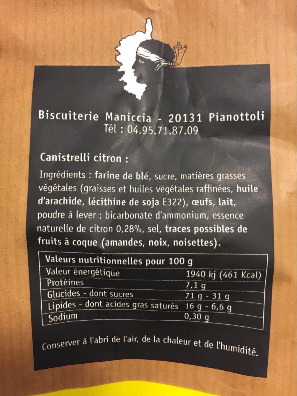 Biscuiterie Miniccia Canistrelli citron packshot