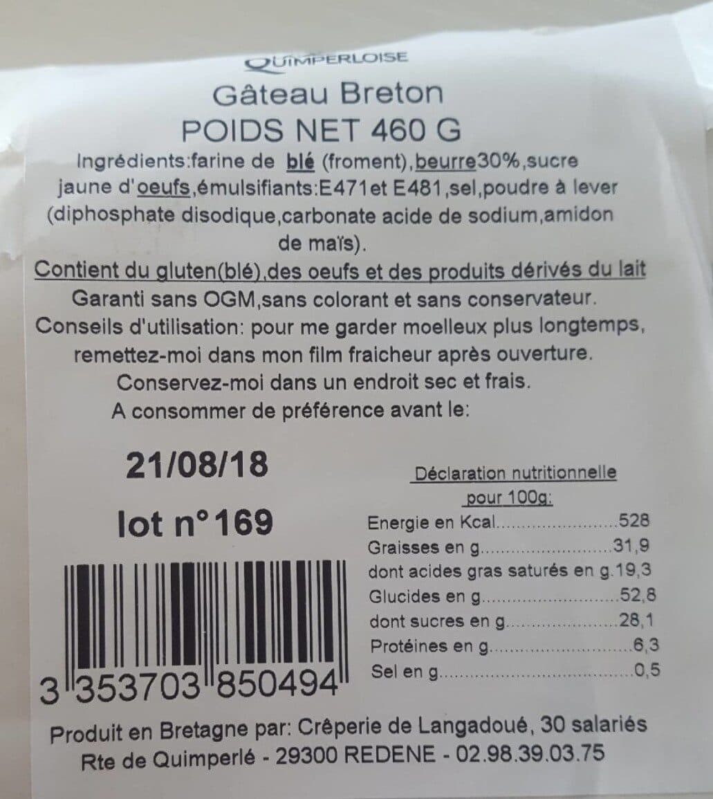 La Quimperloise Gateau Breton La Quimperloise packshot