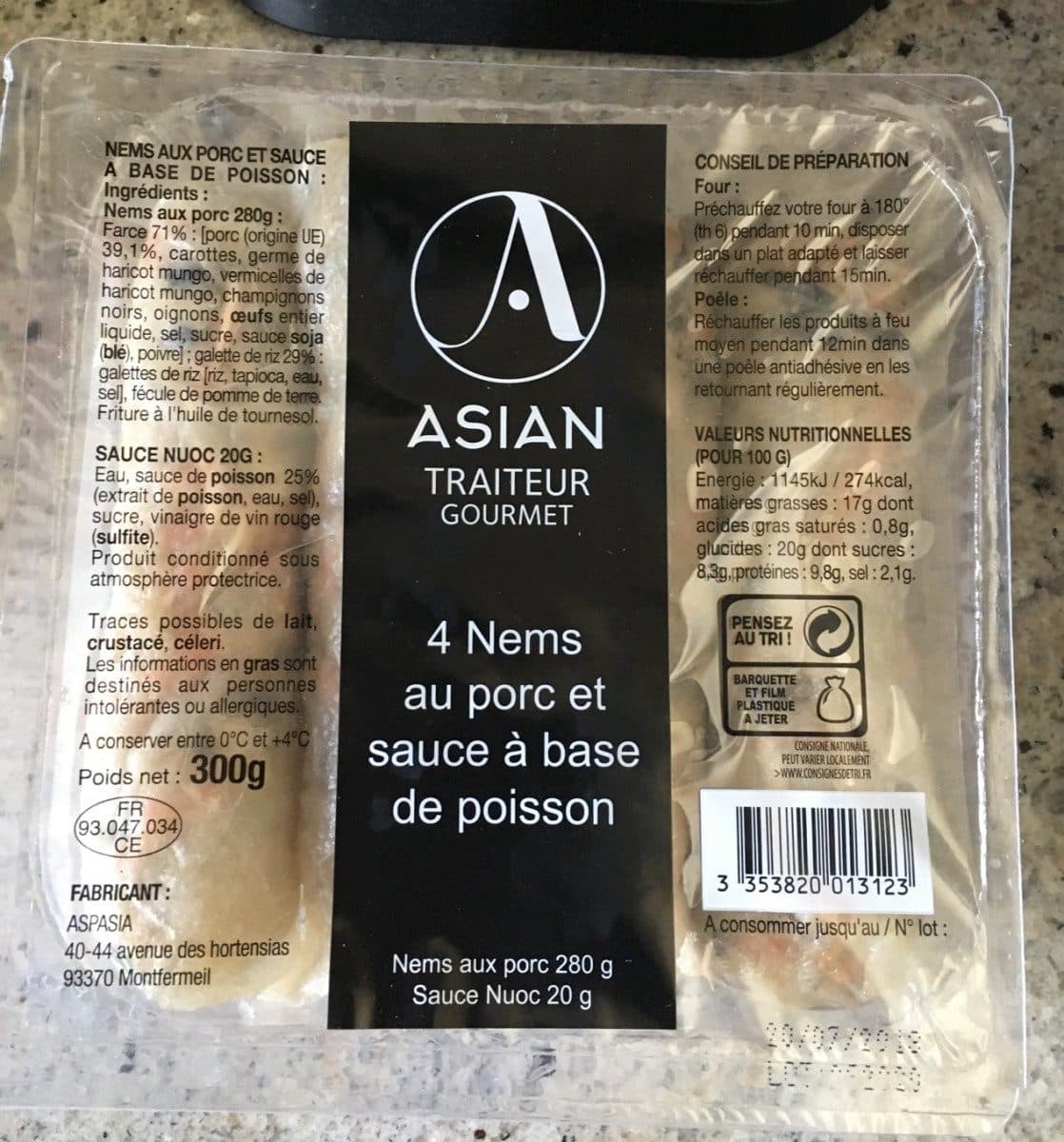 Open Food Facts 4 Nems au porc et sauce à base de poisson packshot