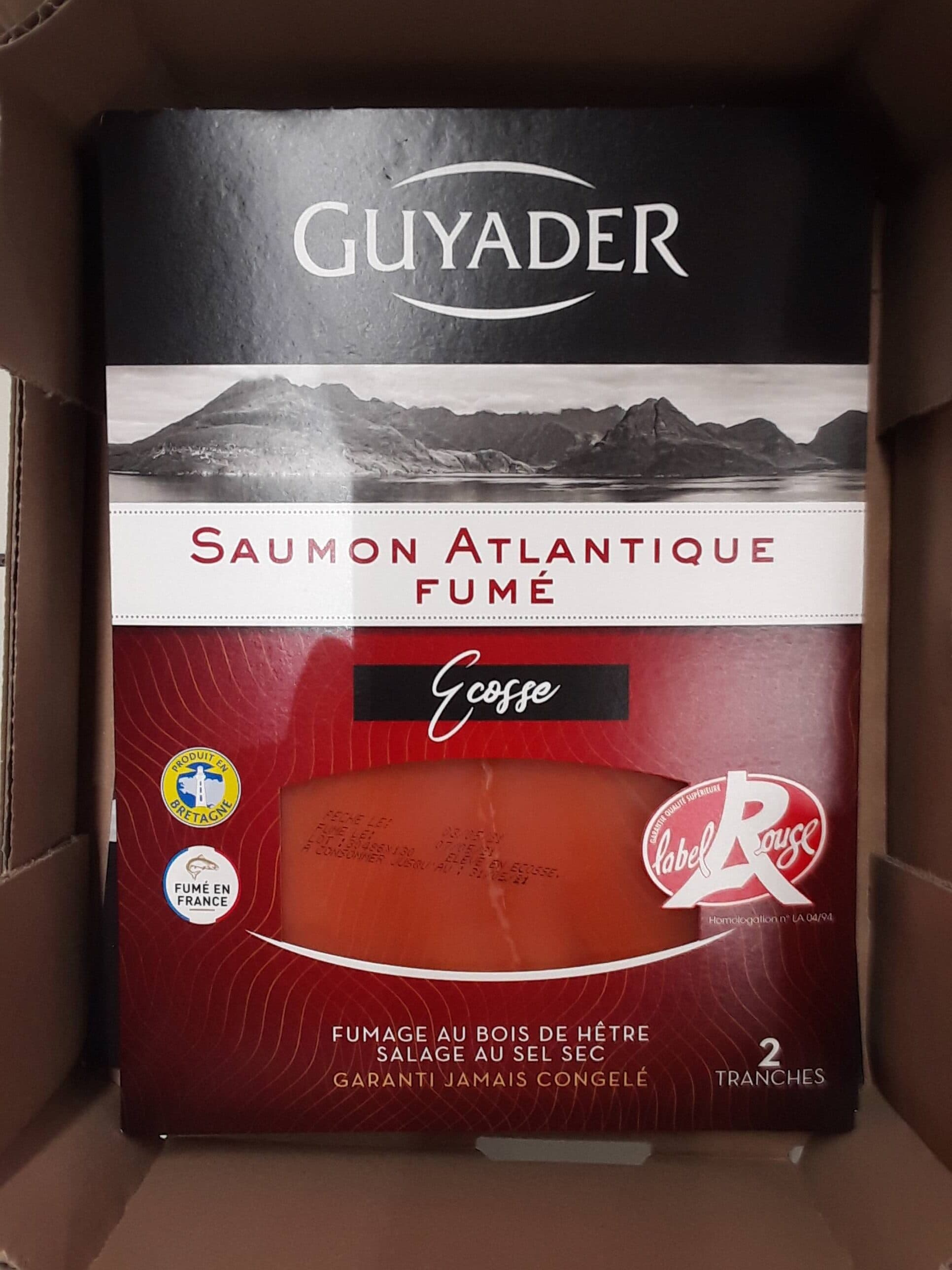 Guyader Guyader Saumon Atlantique fumé Ecosse Label Rouge la barquette de 2 tranches 80 g packshot