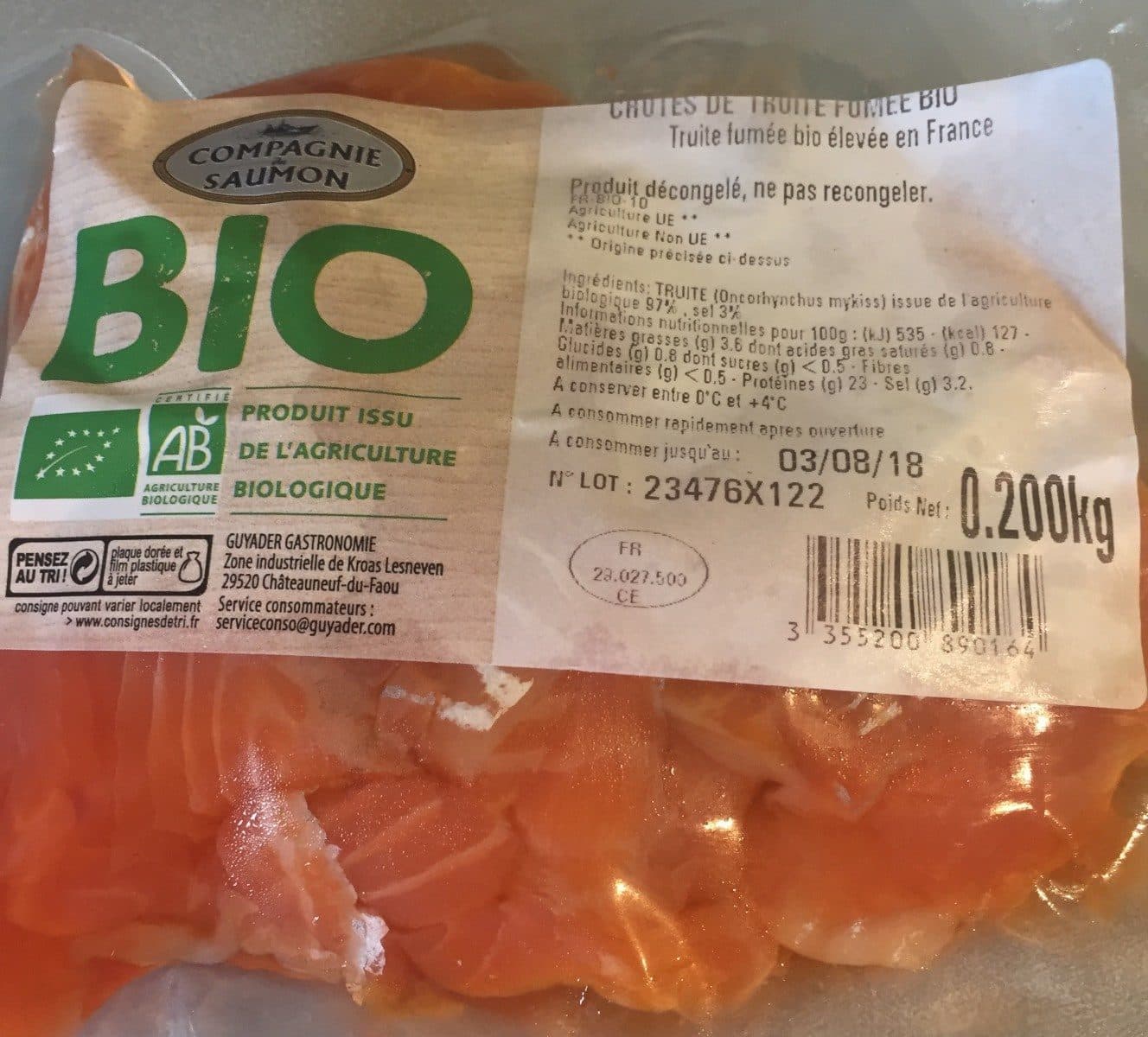 Compagnie du Saumon Chutes de truite fumée bio packshot