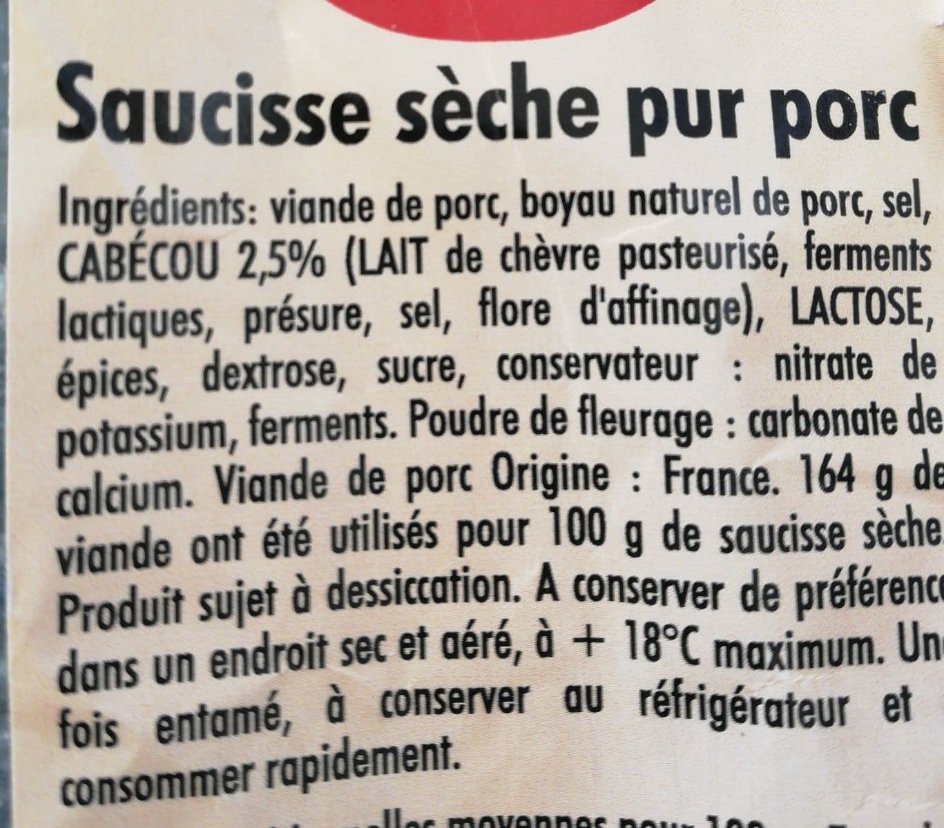 Open Food Facts Saucisse du cabecou packshot