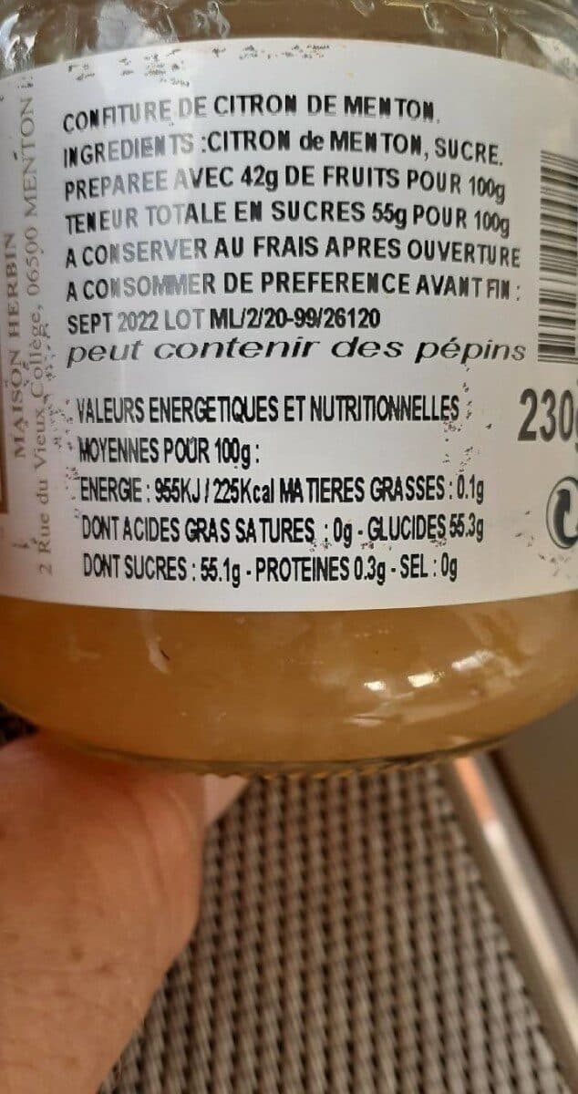 Maison Herbin Confiture De Citron De Menton packshot