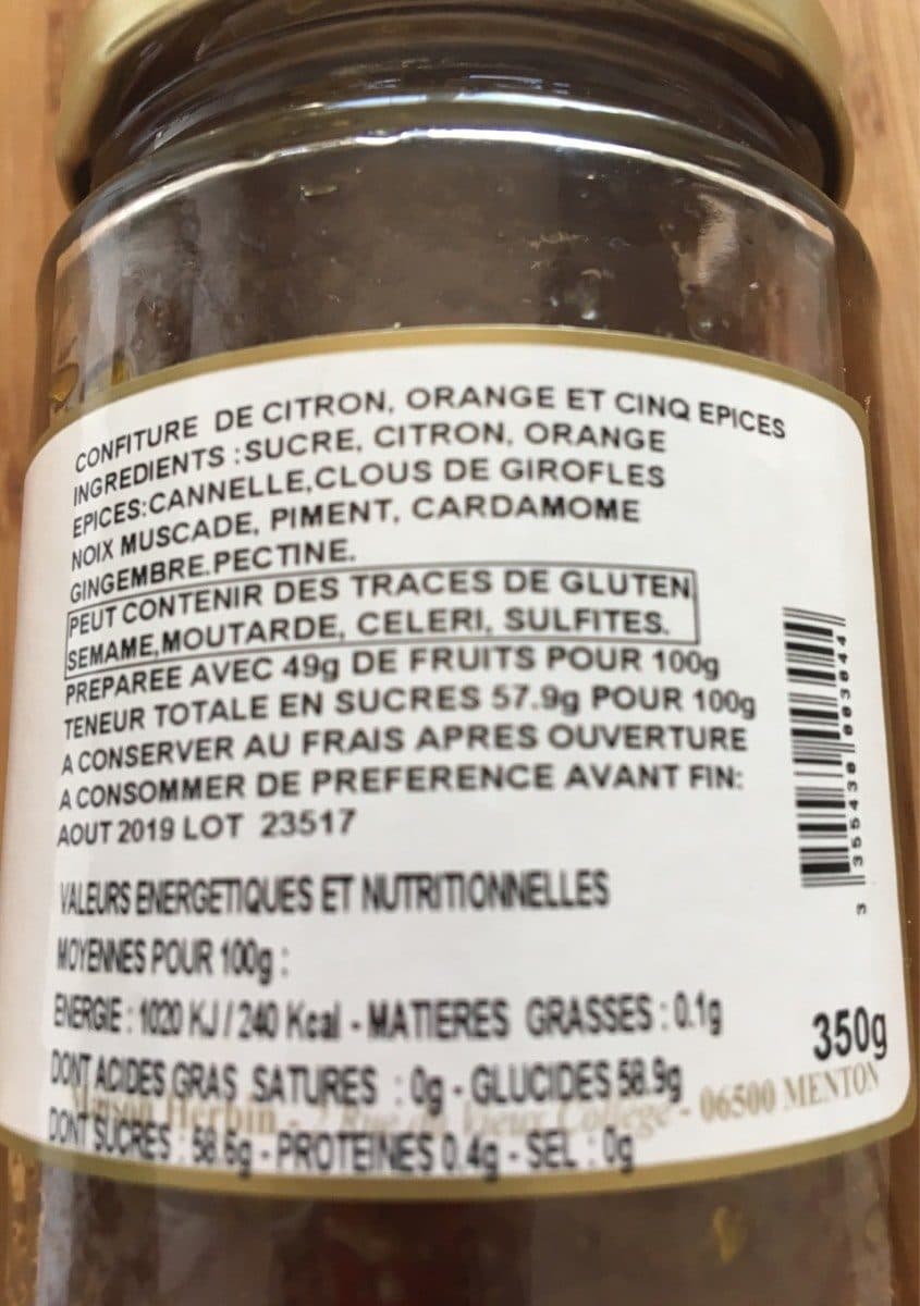 Maison Herbin Confiture Citron Orange et cinq épices packshot