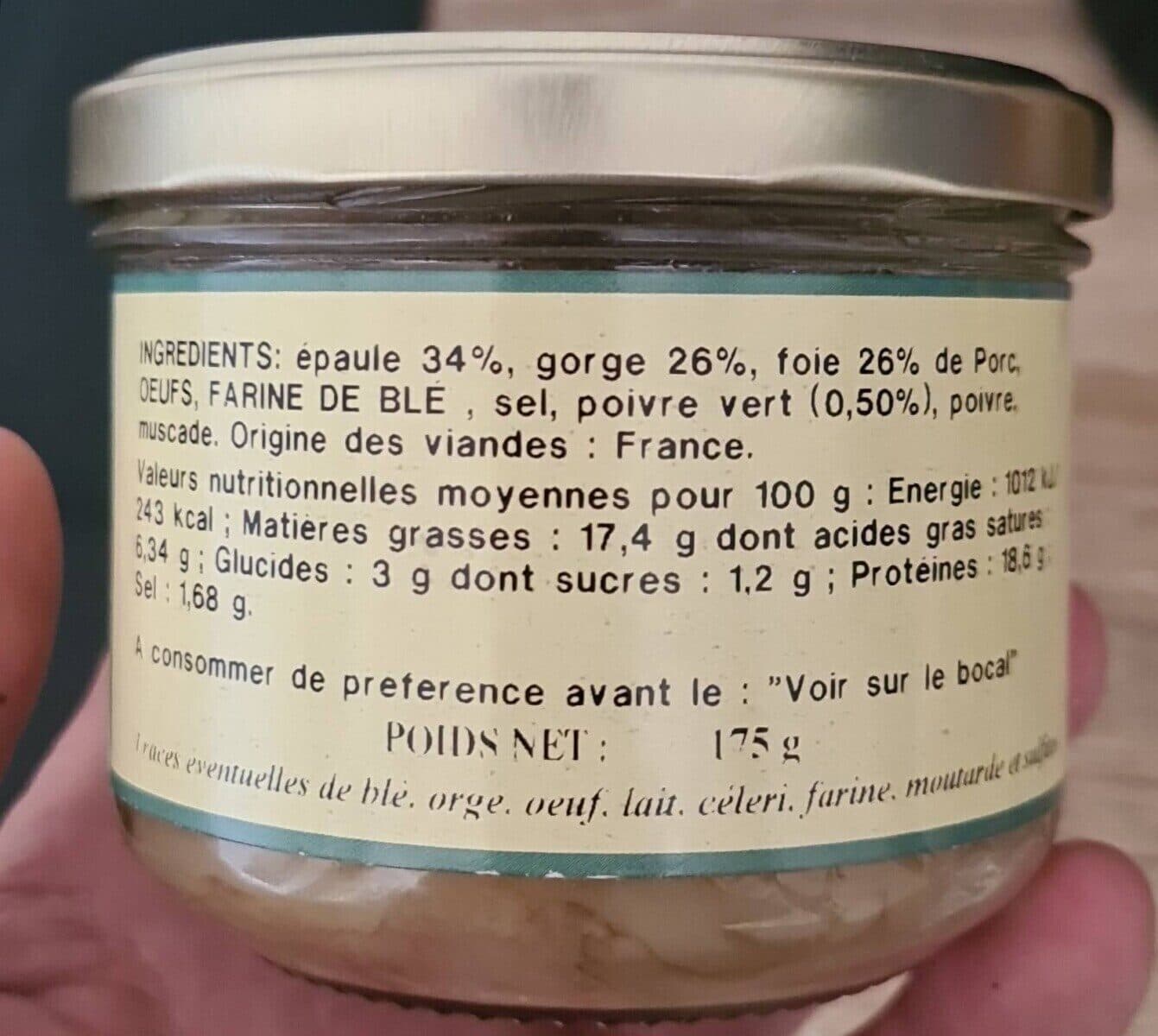 Richaud & Badet Terrine pur porc au poivre vert packshot
