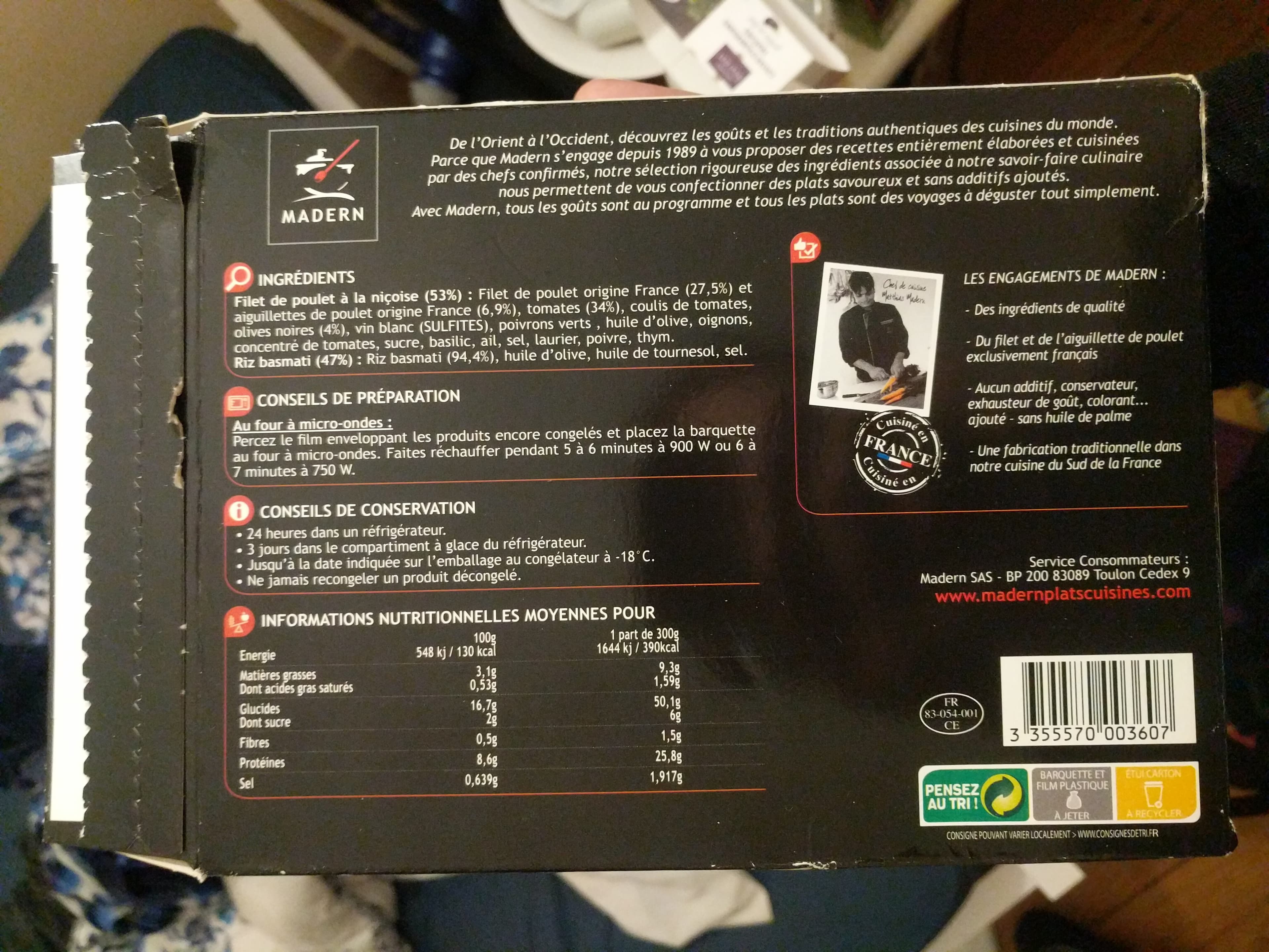 Madern Filet de poulet à la nicoise packshot