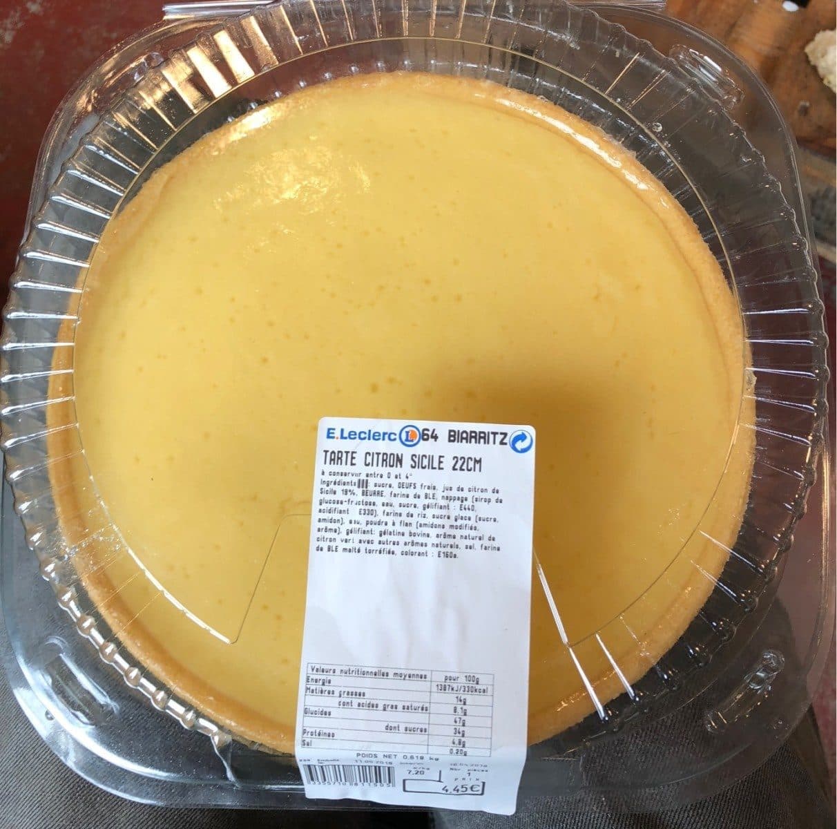 Leclerc Tarte citron sicile 22cm packshot