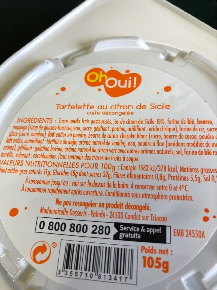 Open Food Facts Tartelette au citron de sicile packshot