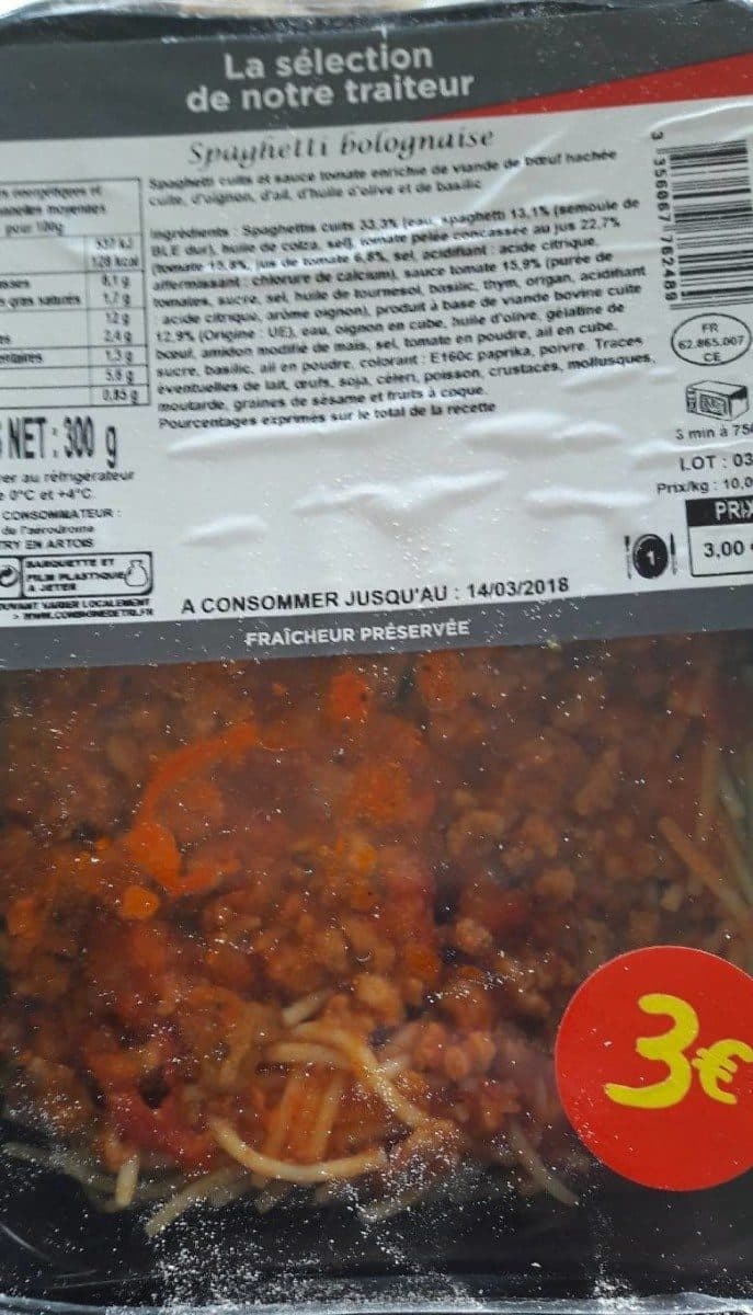 Open Food Facts Spaghetti bolognaise packshot