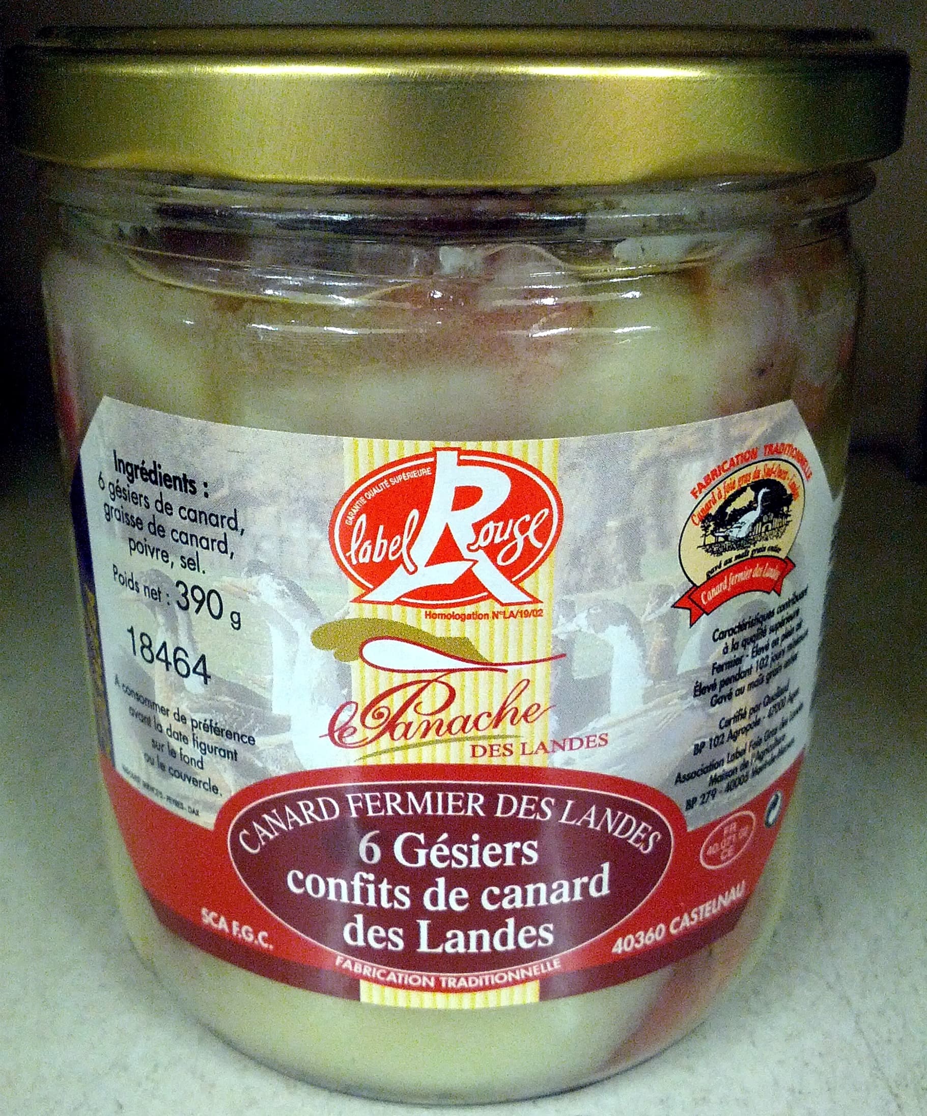le Panache des Landes 6 Gésiers confits de canard des Landes packshot