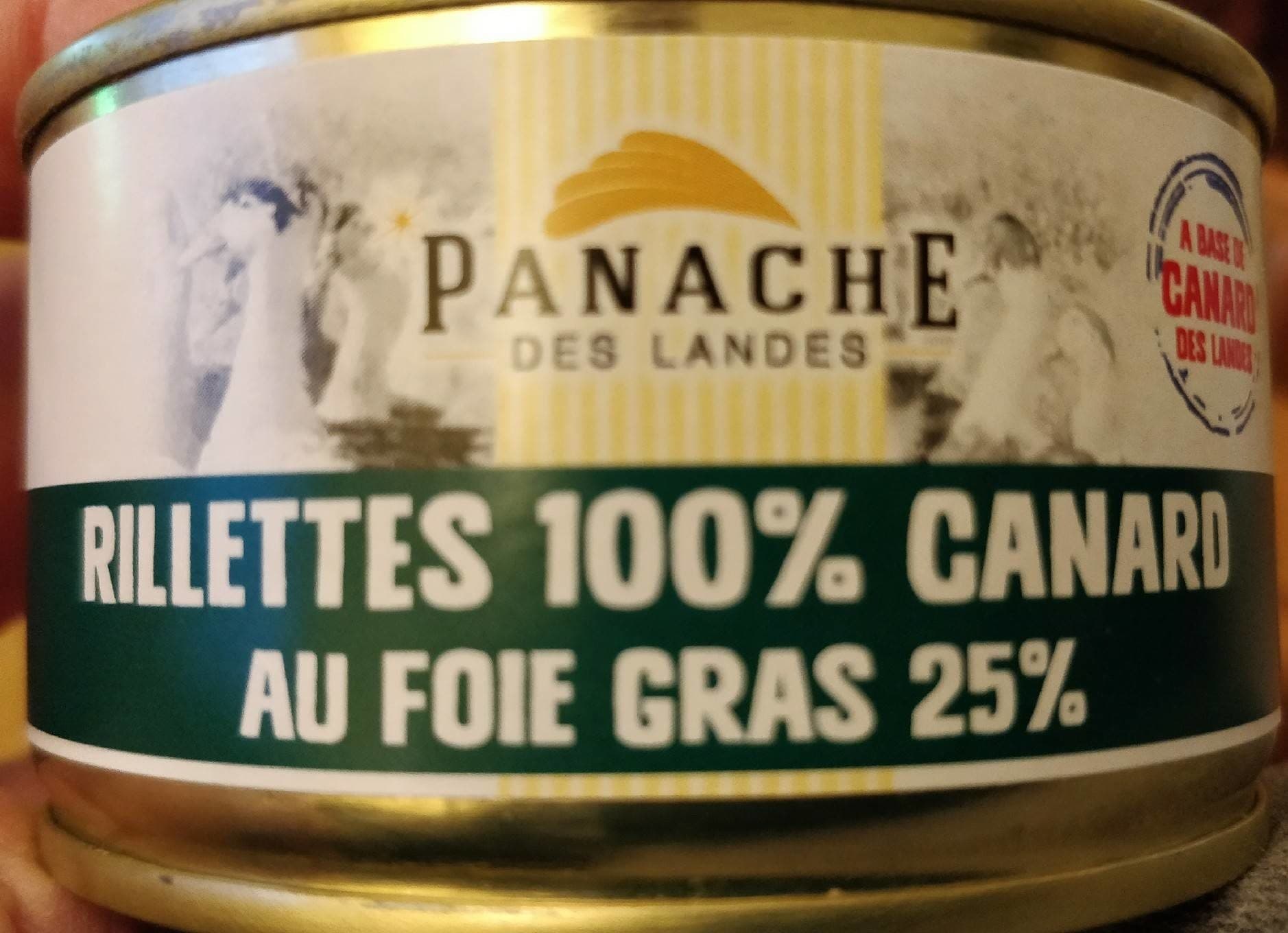 Panache Des Landes Rillettes 100% canard au foie gras 25% packshot