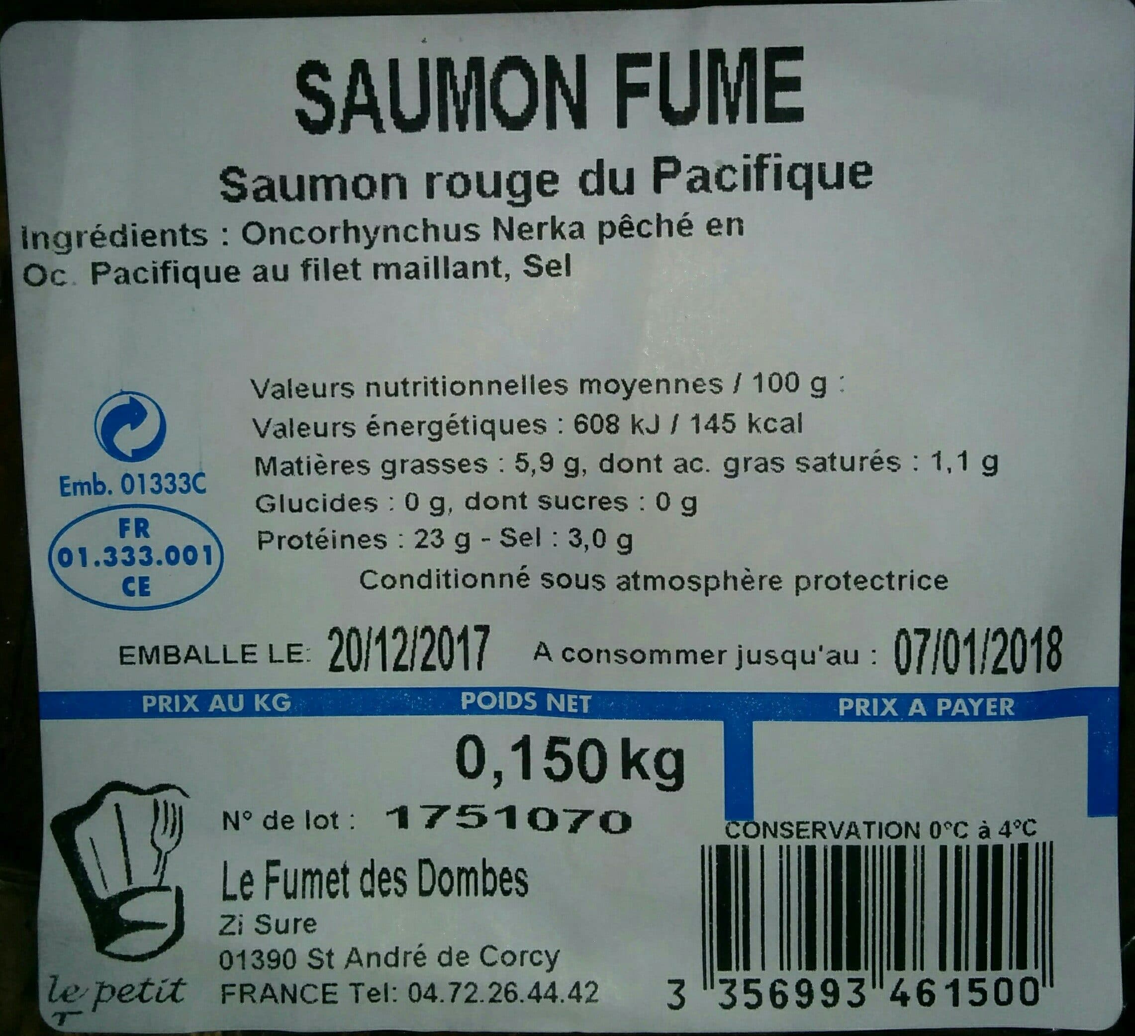 Le Fumet Des Dombes Saumon sauvage fumé rouge du Pacifique packshot