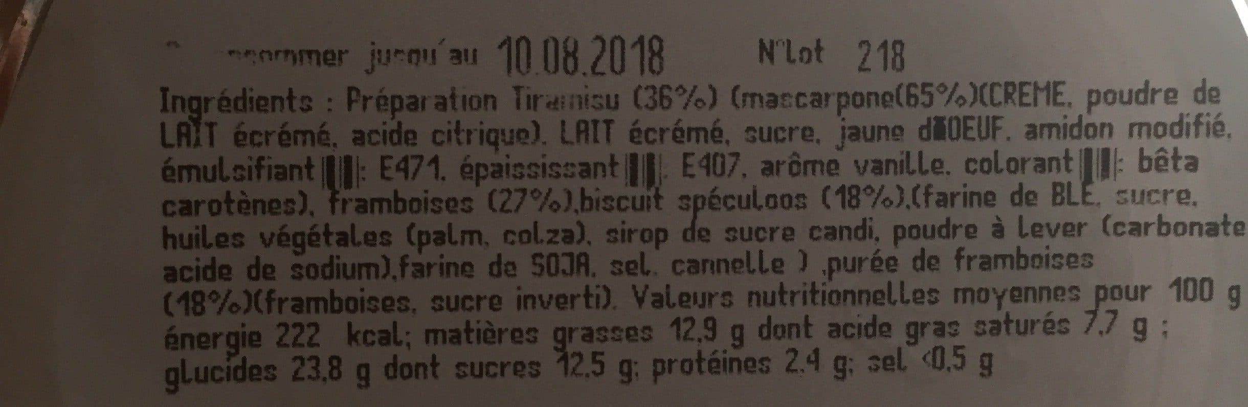 Open Food Facts Tiramisu framboise speculos packshot