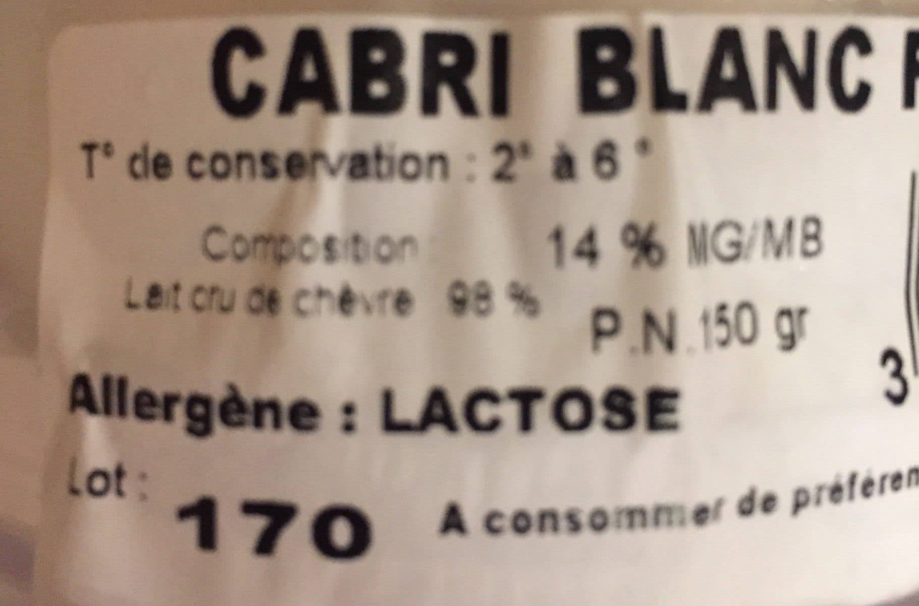 La Ferme Cabri d'Anjou Cabri blanc Fermier Bio packshot