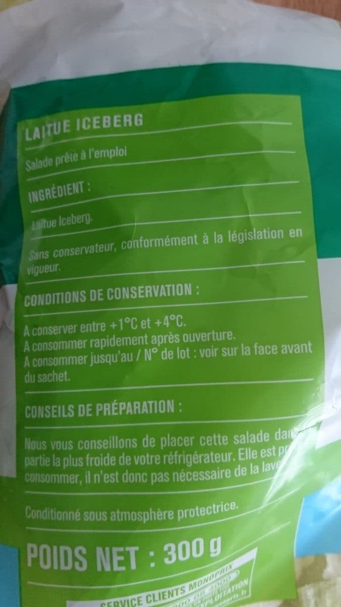 Open Food Facts Laitue iceberg monoprix packshot