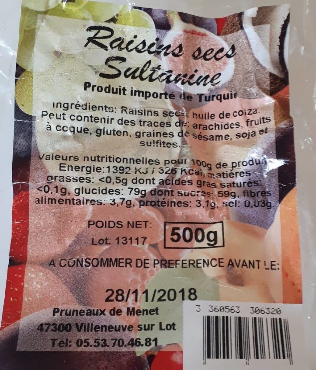 Open Food Facts Raisins secs Sultanine packshot