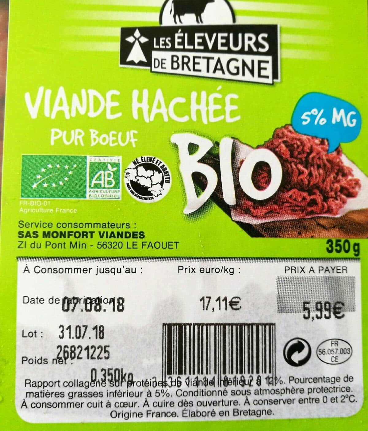 Open Food Facts Viande hachée pur boeuf packshot