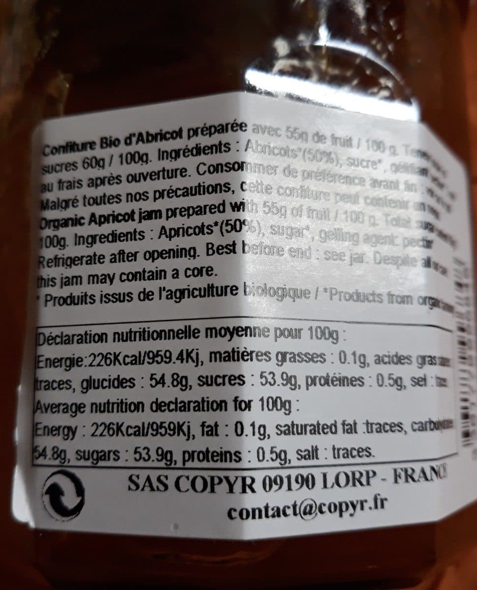 Open Food Facts Confiture Extra Abricot packshot