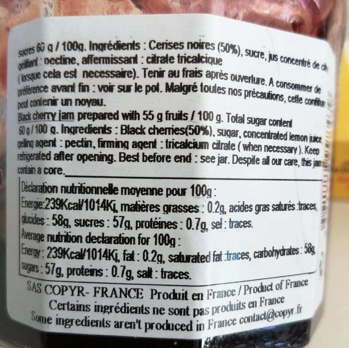 Matin d'Ariège Confiture de cerise noire packshot