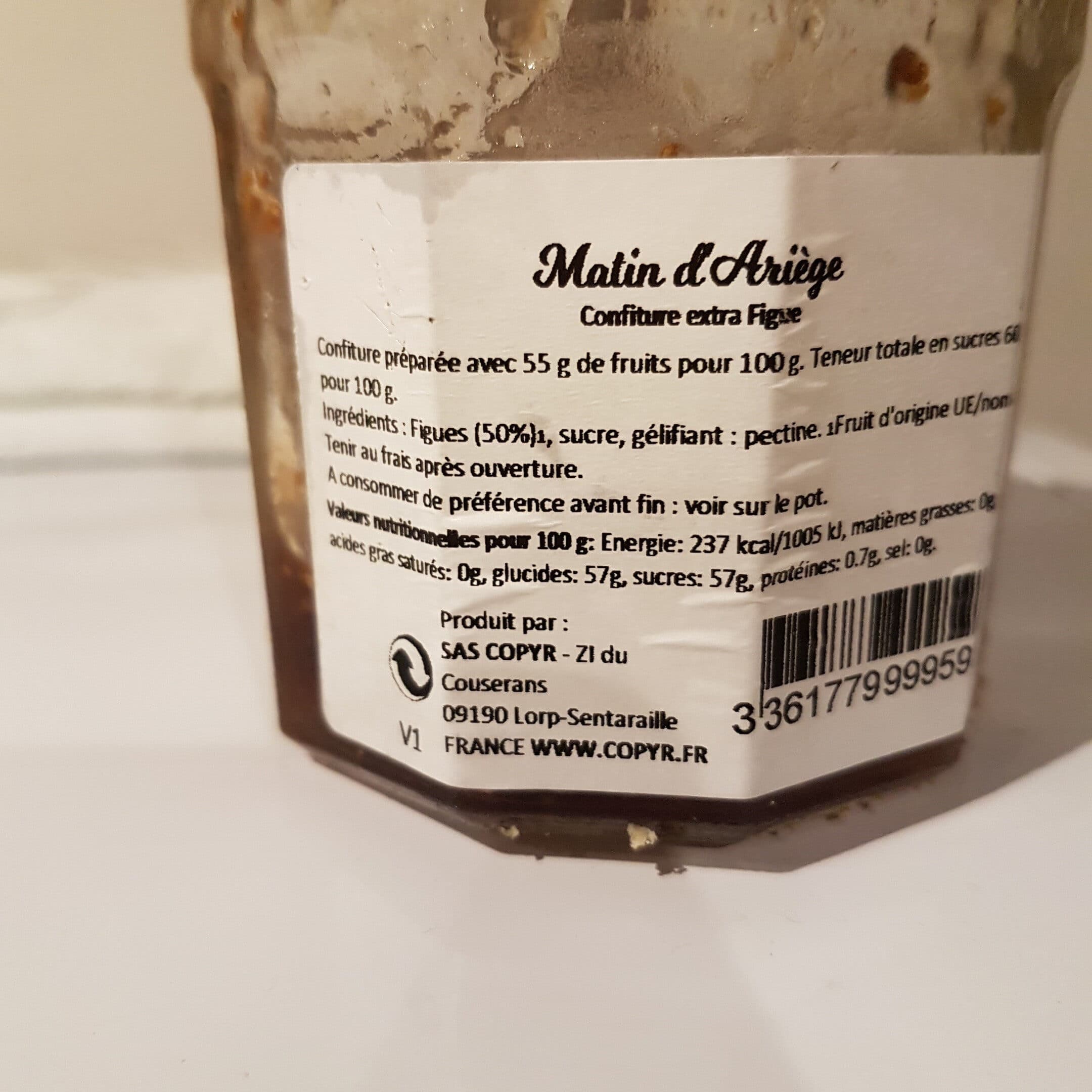 Matin d'Ariège Confiture de figue packshot