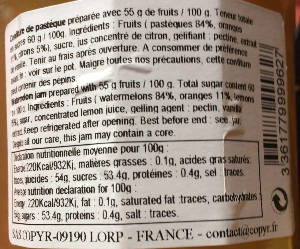 Matin d'Ariège Confiture extra pastèque packshot