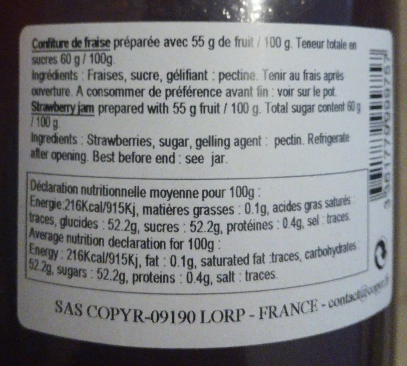 Matin des Pyrénées Confiture extra Fraise packshot