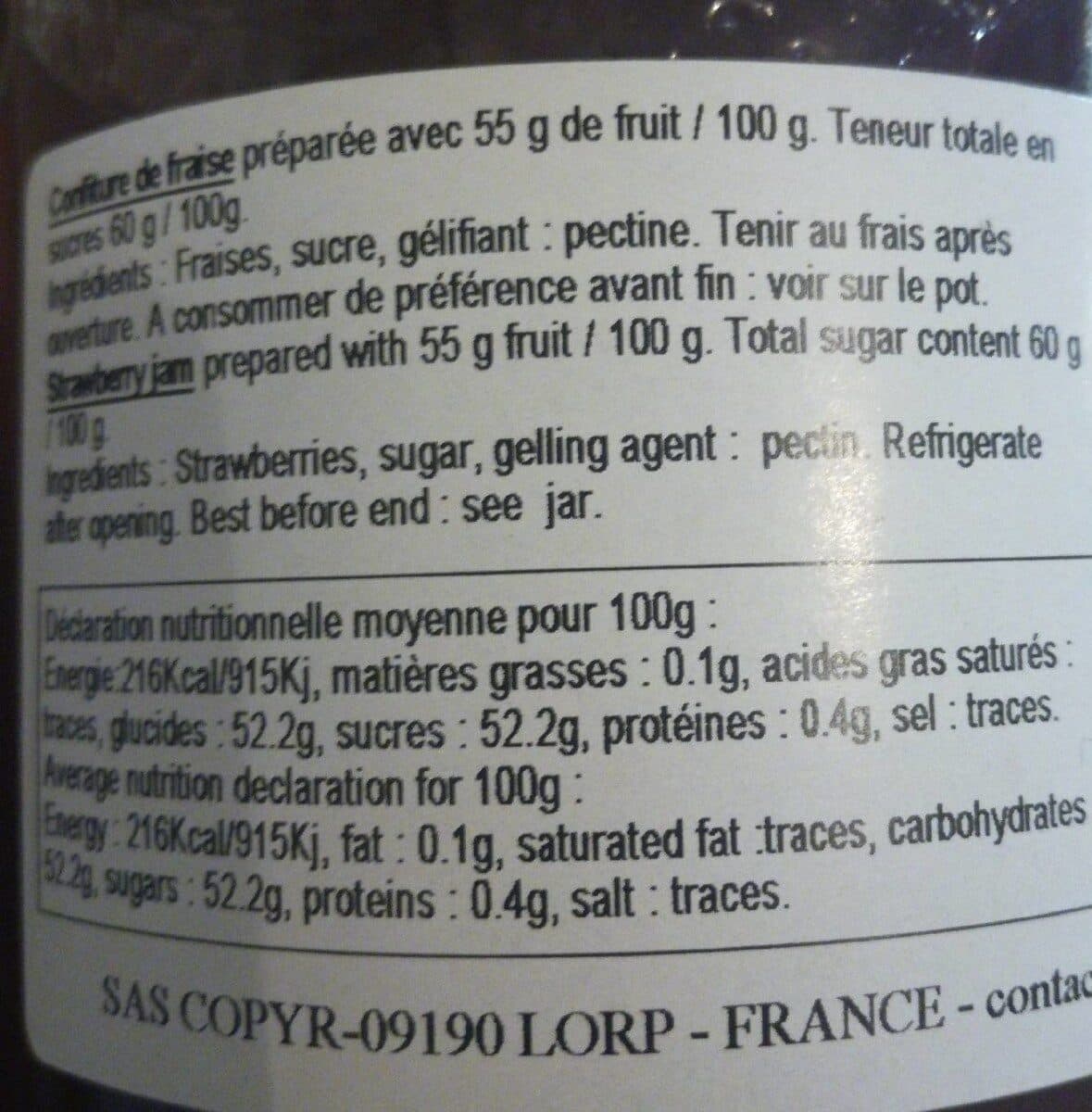 Matin des Pyrénées Confiture extra Fraise packshot