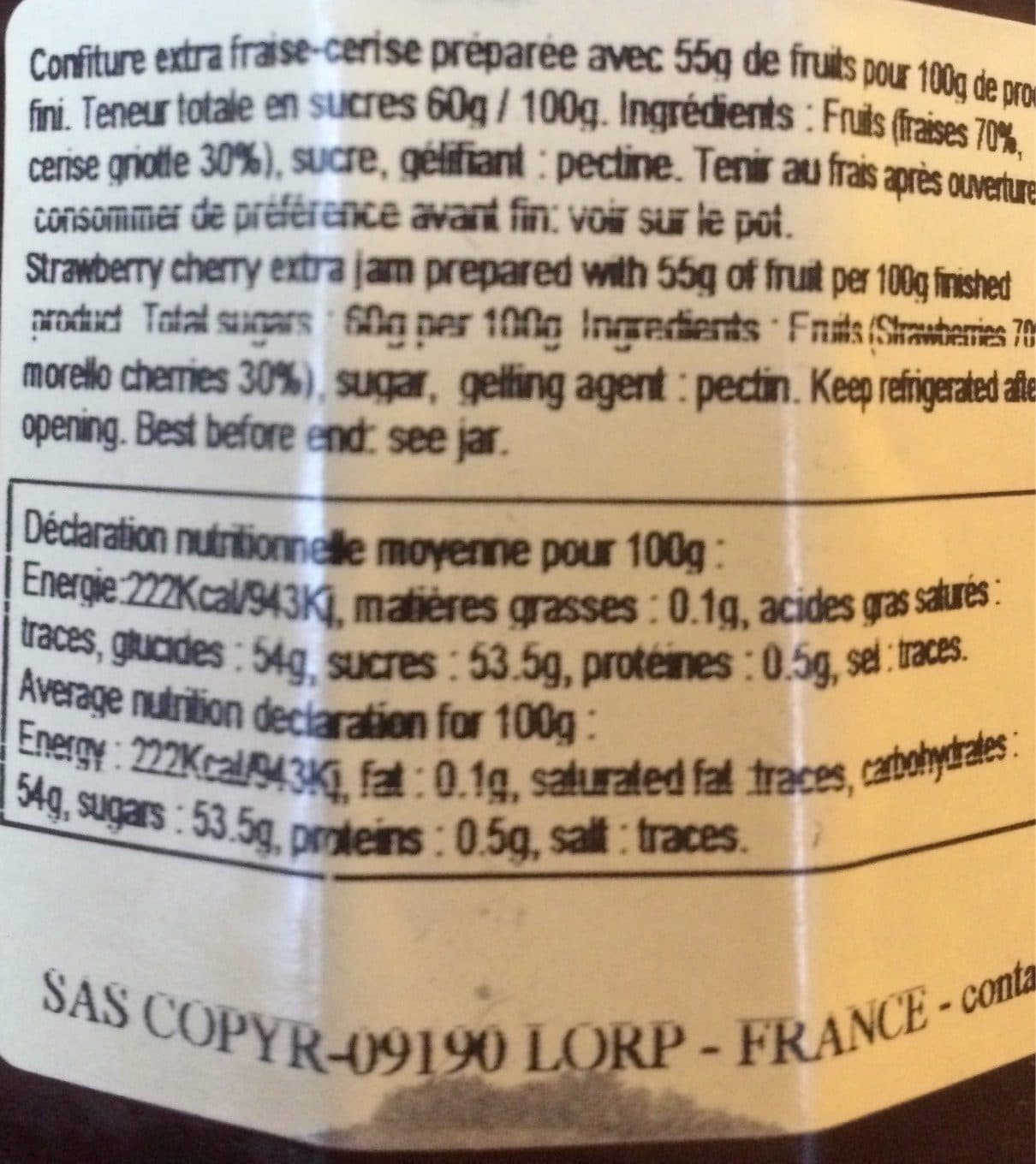 Copyr Confiture Extra Fraise Cerise packshot
