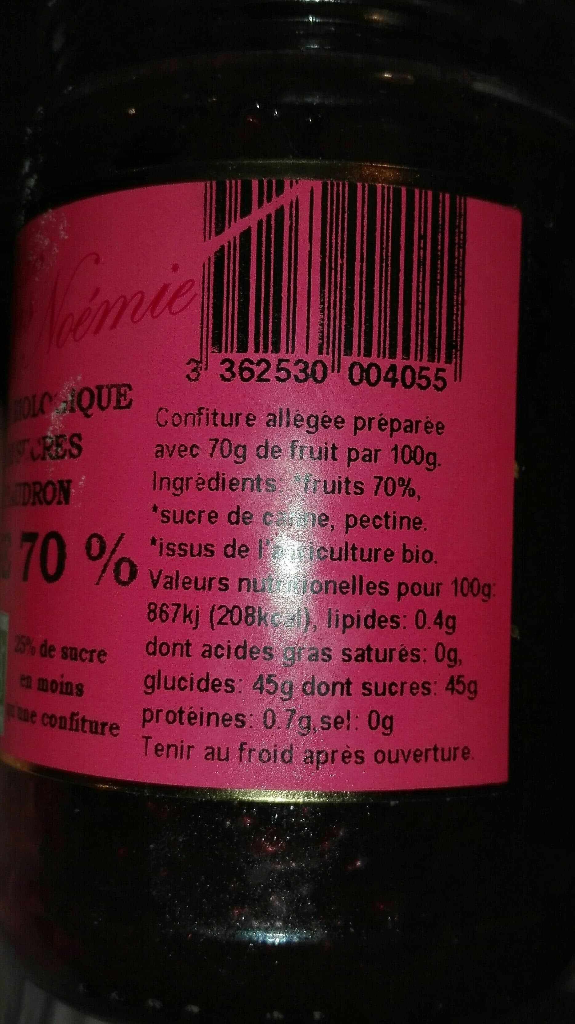 Les Vergers de NOÉMIE Sud De France Confiture cerise extra bio allégée en sucre cuisson au chaudron packshot