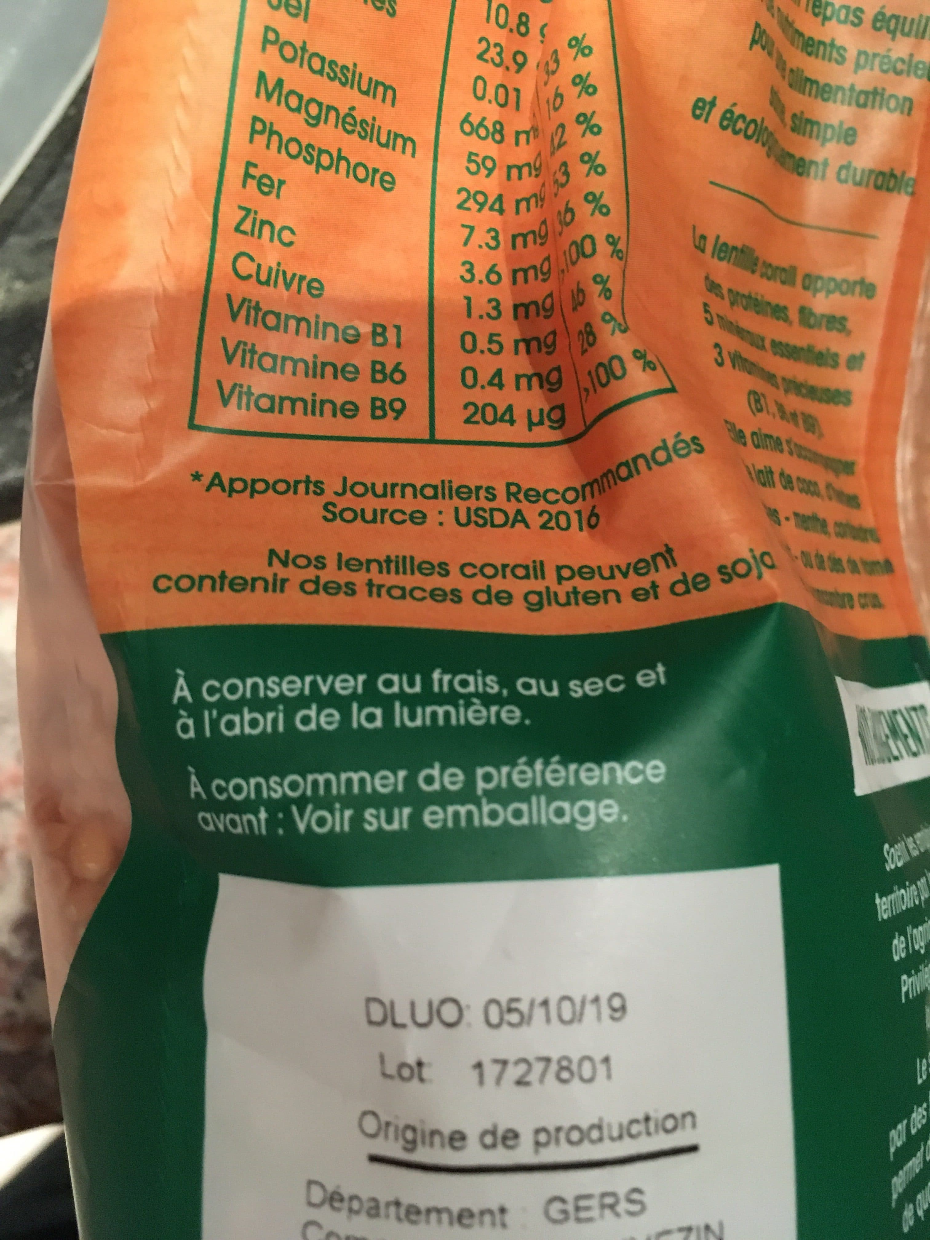 Le Geste Saveur Lentilles corail packshot