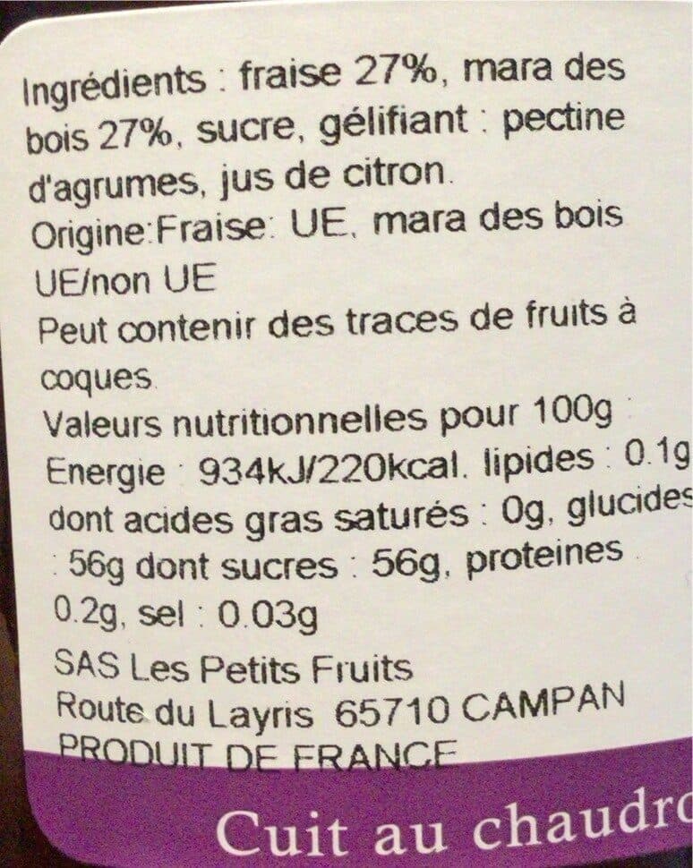 Les Petits Fruits Confiture fraise mara des bois packshot