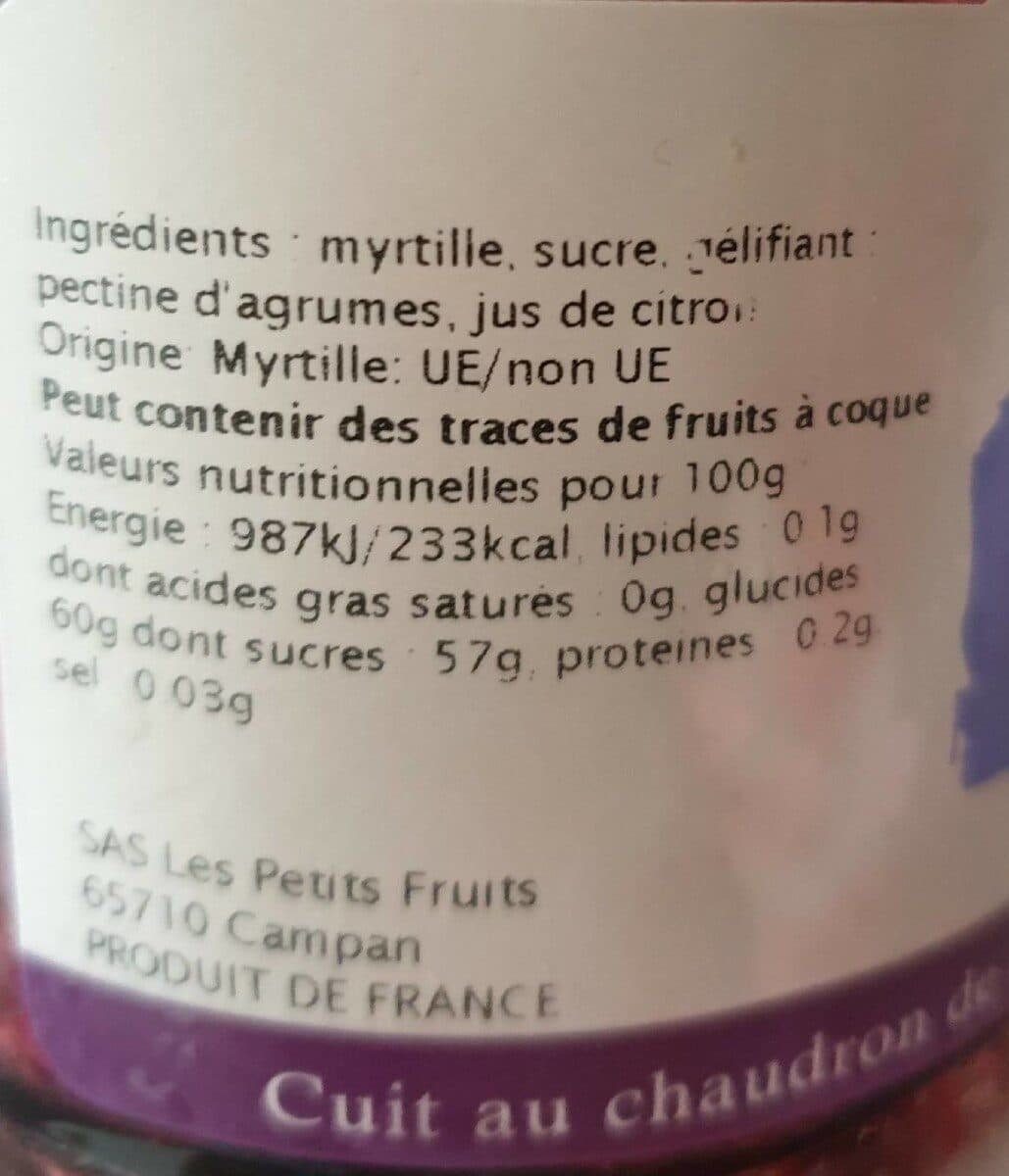 Les Petits Fruits Confiture myrtille sauvage packshot