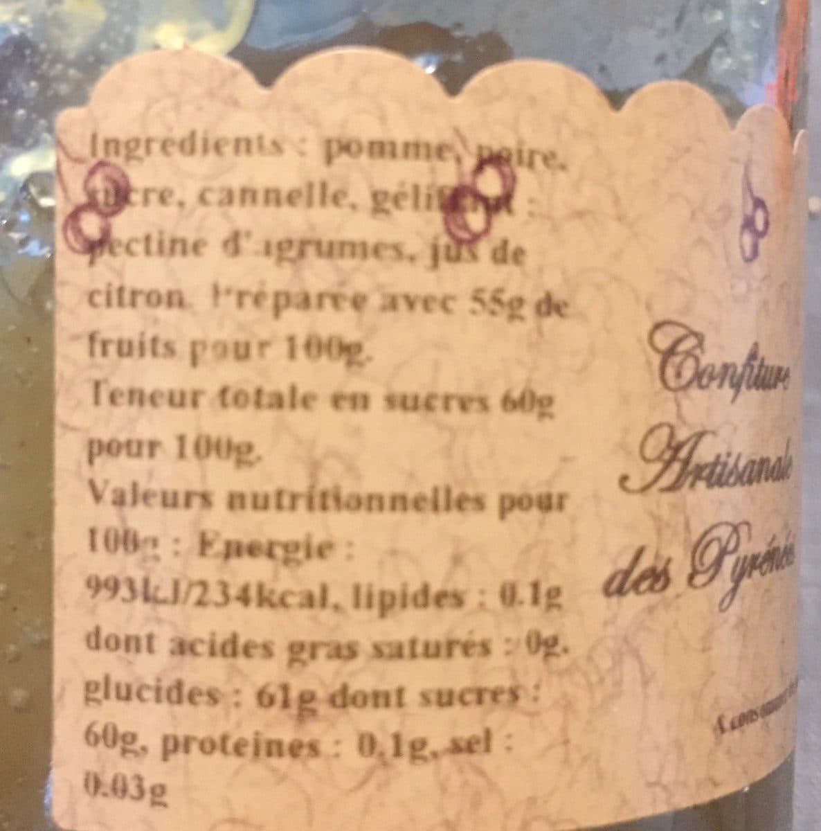 Open Food Facts Confiture Pomme Poire Cannelle packshot