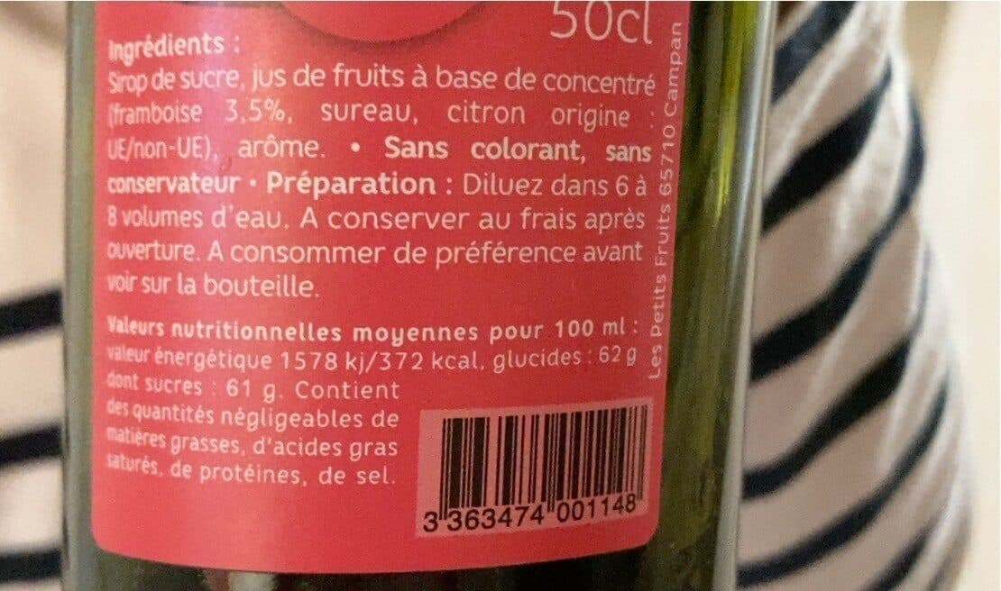 Open Food Facts Sirop de framboise packshot