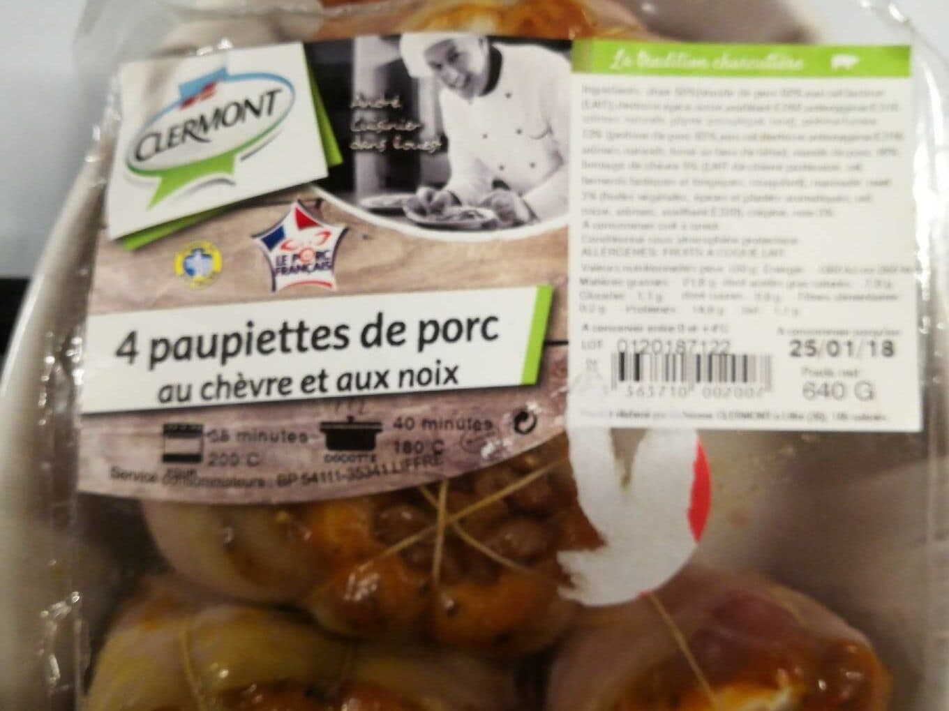 Clermont 4 paupiettes de porc au chèvre et noix packshot