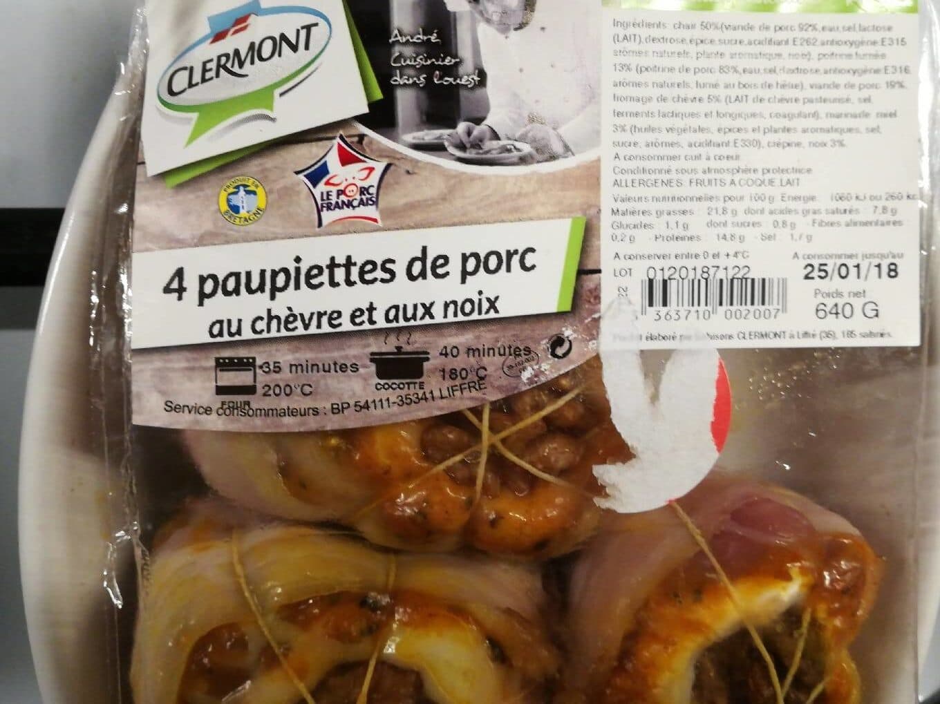 Clermont 4 paupiettes de porc au chèvre et noix packshot