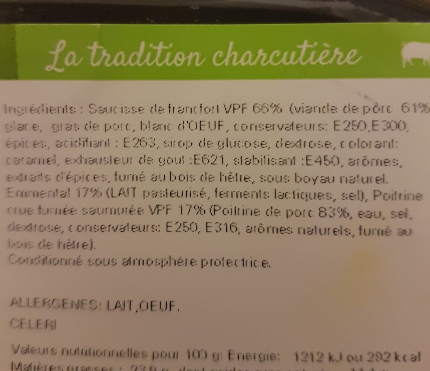 Clermont Clermont, Cervelas alsaciens , la barquette de 10 850 gr packshot