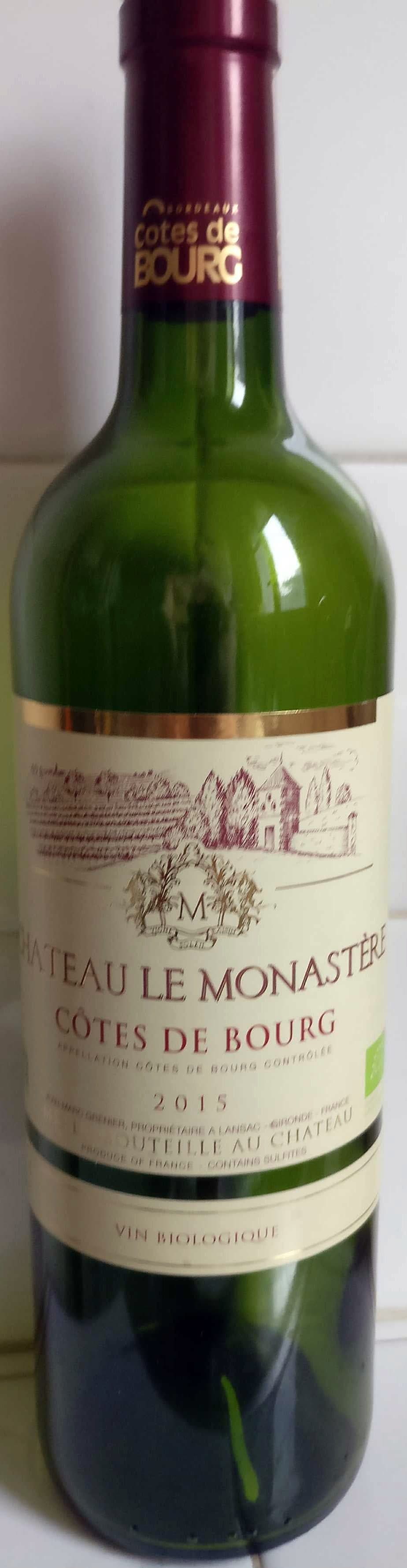 Château Le Monastère Côtes de Bourg 2015 packshot