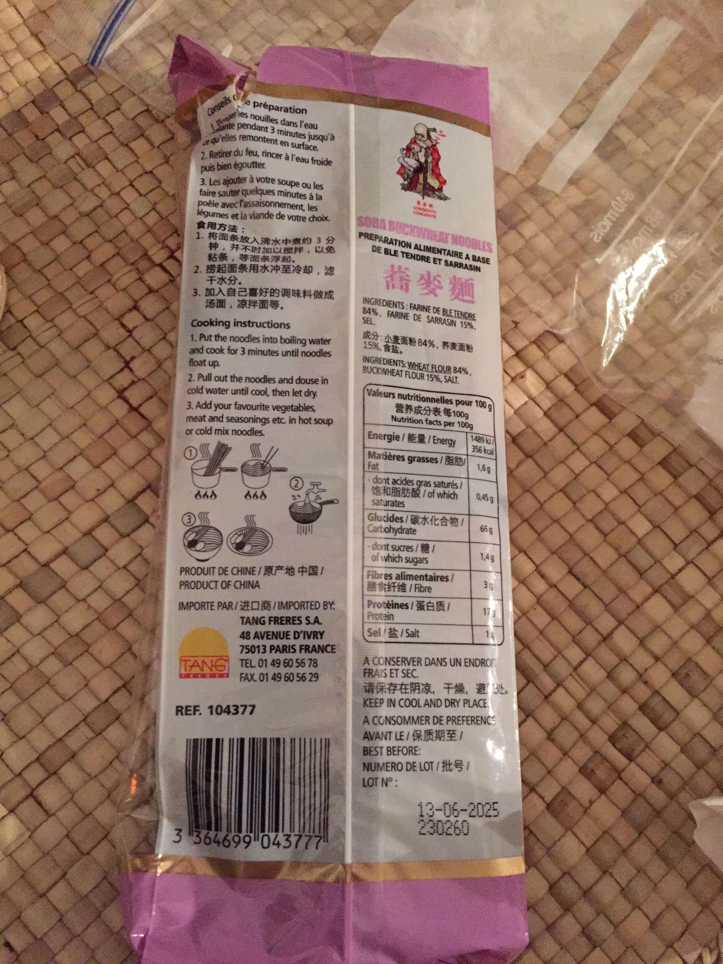 Tang freres Nouilles Soba Au Sarrasin 300g. packshot