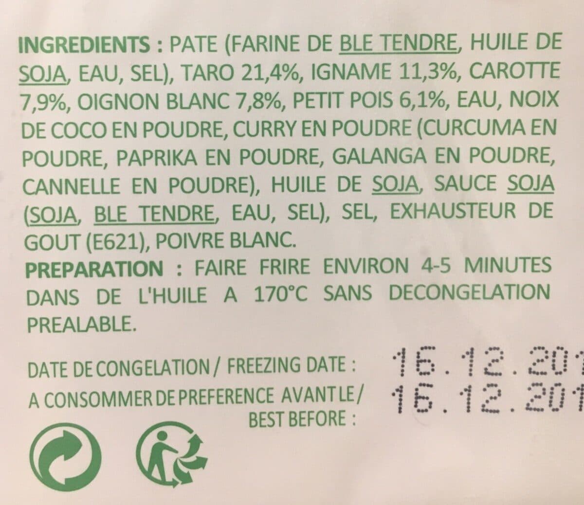 Cock Brand Samoussas aux legumes congeles(pour vegetarien) packshot