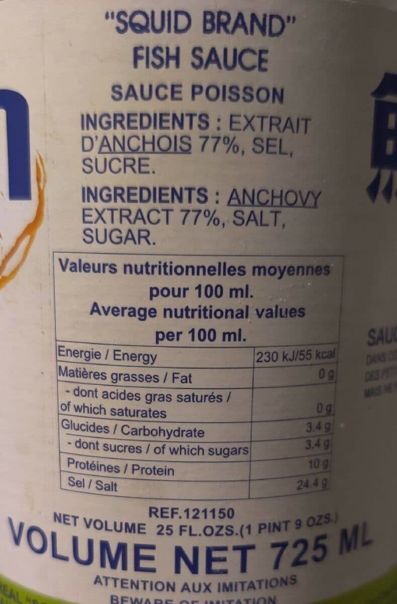 Squid brand Sauce De Poisson 725 ML Squid Brand (nam pla) packshot