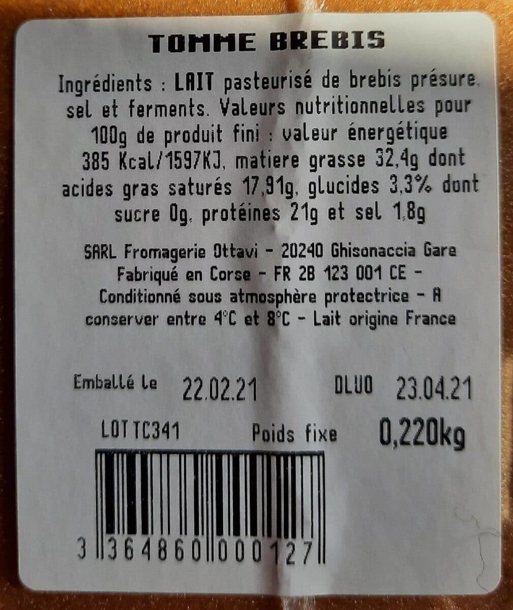 Fromagerie Ottavi Tome Corse au lait de brebis packshot