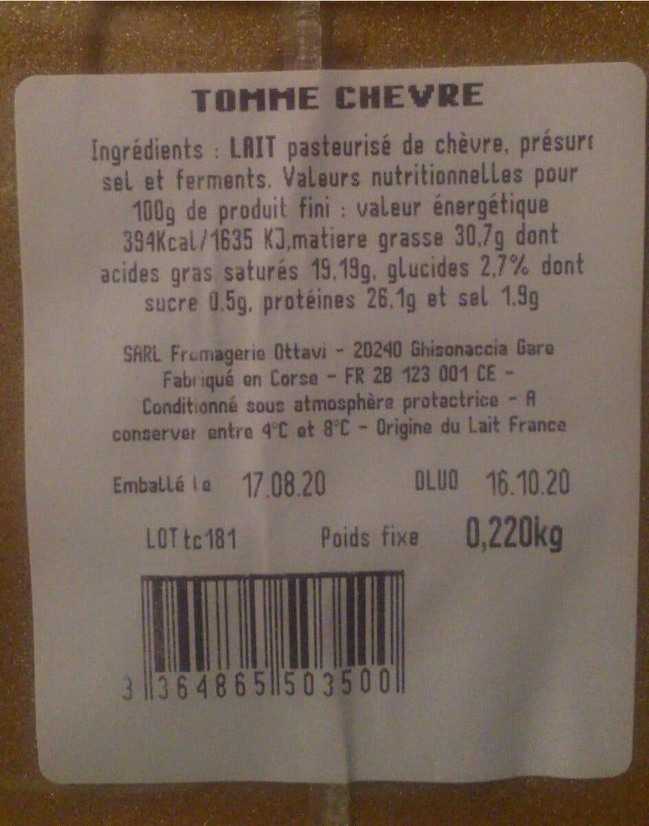 Fromagerie Ottavi Tomme de chèvre packshot