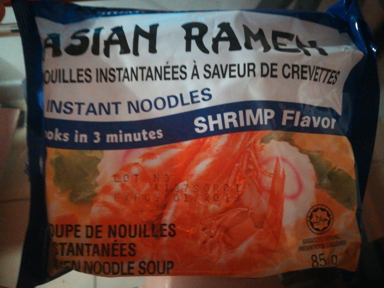 Asian Ramen Nouilles instantanées à saveur de crevettes packshot