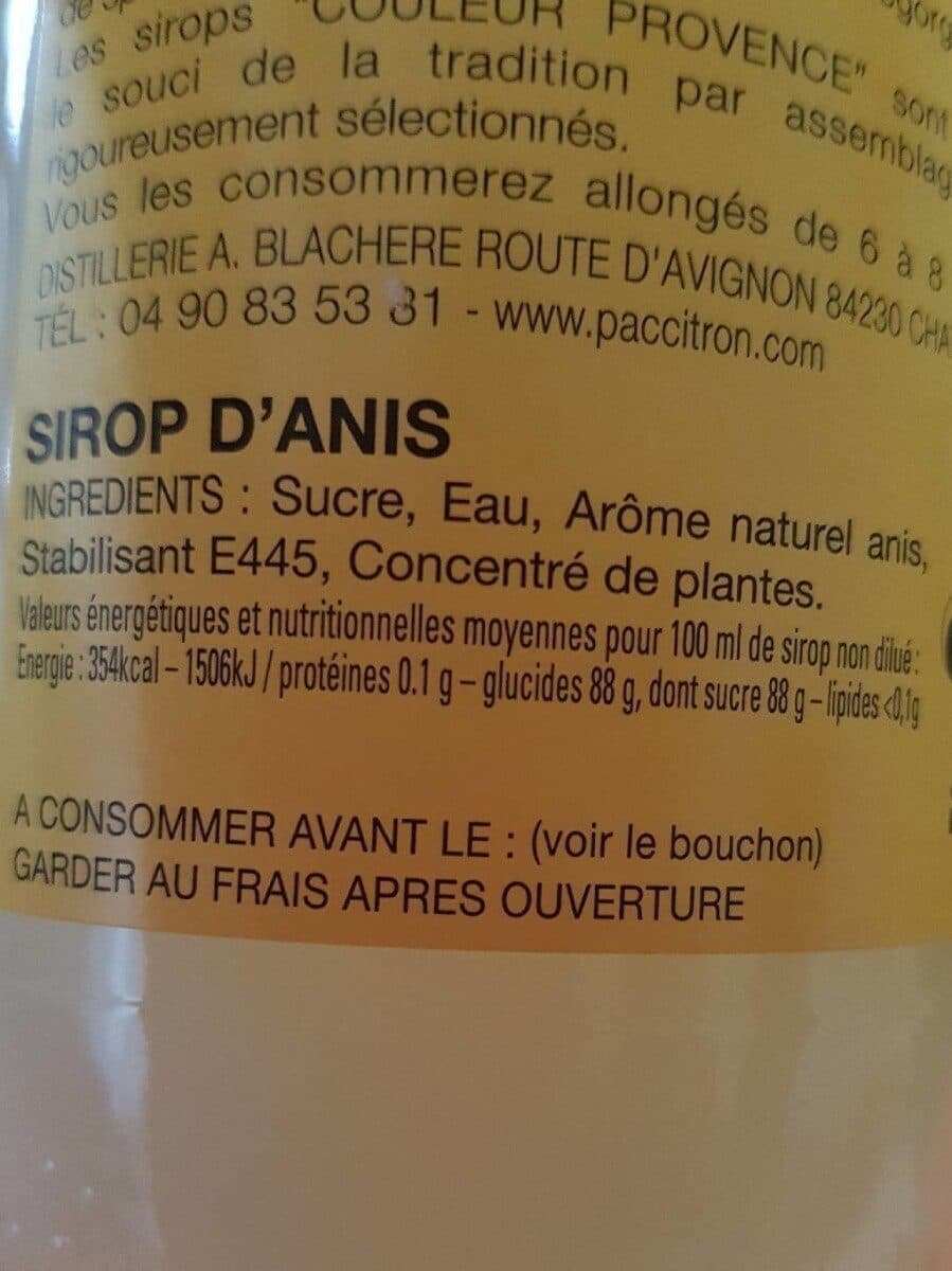 Open Food Facts Sirop d'anis packshot