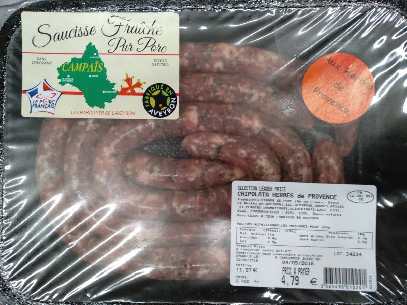Open Food Facts Chipolatas herbes de Provence packshot